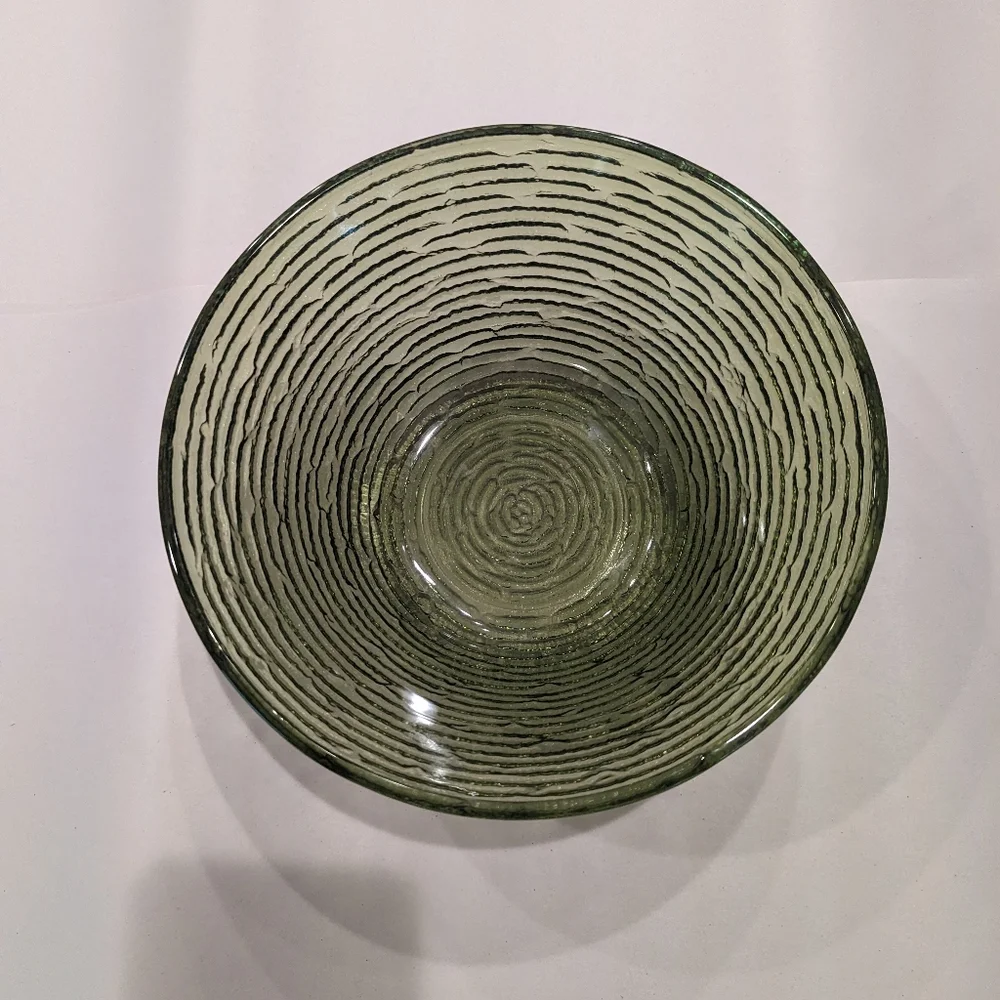 VTG MCM Anchor Hocking Soreno Avocado Green Med Glass Serving Bowl 8.5